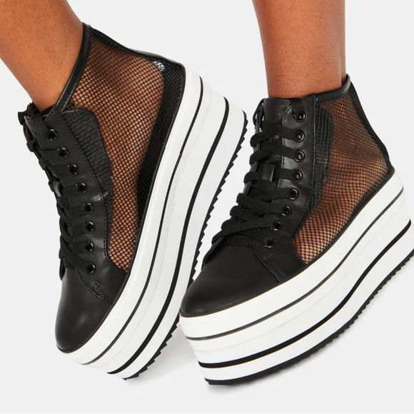 YRU ELEVATED BLACK MESH PLATFORM SNEAKERS - Picture 1 of 8